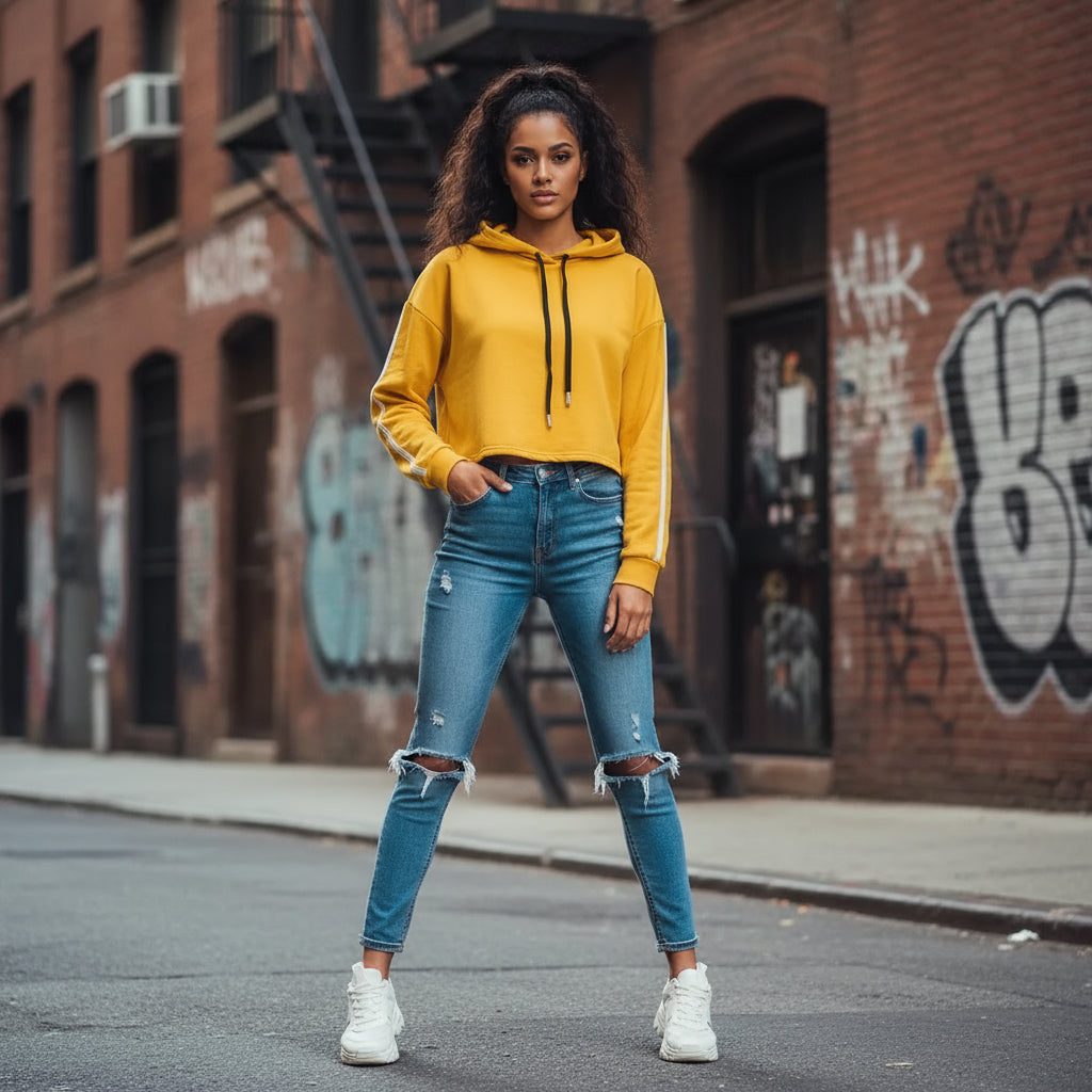 Buzo dama corto rallas en mangas